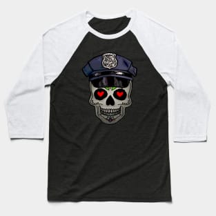Love Skull Police Officer Baseball T-Shirt